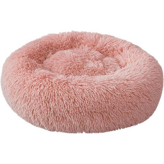 Dog Bed, Round Cushion Cat Bed, Comfortable Soft Donut Sofa for All Size Dogs Cat, Plush Fabric (l, Pink)