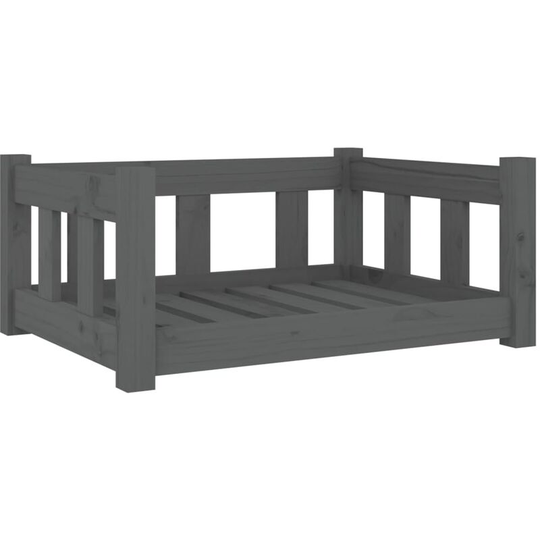 Dog Bed Grey 65.5x50.5x28 cm Solid Wood Pine Vidaxl Grey