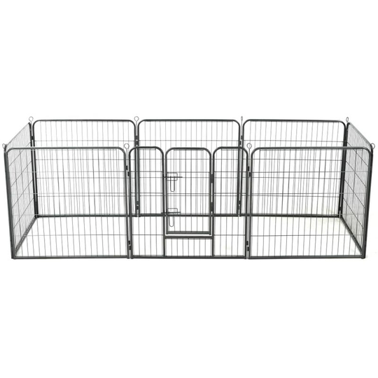 Dog Playpen 8 Panels Steel 80x80 cm Black - Hommoo