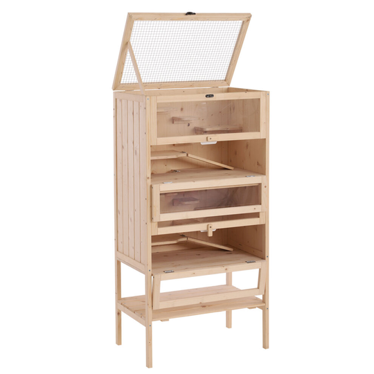 PawHut Hamster Cage Wooden 5-Tier Mouse Play House for Small Animal