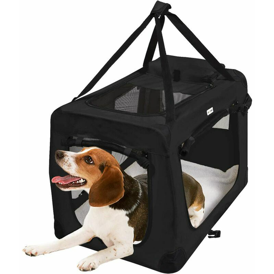 Foldable Carrier Bag for Dog Cat Pet Dog Car Box Oxford Cloth Black M
