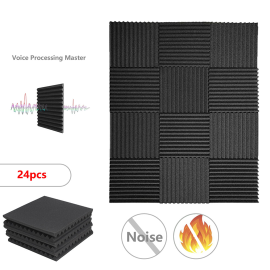 New 24Pcs Acoustic Wall Panels Sound Proofing Foam Pads Studio Treat