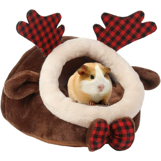 Nest Warm Lightweight Hamster Guinea Pigs Bed Winter Pet Rodent Nest Bed,Winter Warm Comfortable Nest for Ferret Rat Hamster Habitat(Braun,S)
