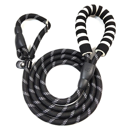 Dog collar anti-ler neck, black and white dog chain nylon rope chain, comfortable foam handle, for medium size dog