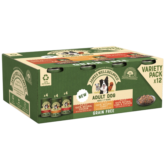 James Wellbeloved Adult Grain Free Cans - Turkey, Lamb & Chicken in Loaf - 12 x 400g
