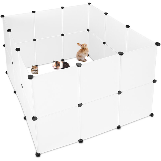Relaxdays - Small Animal Open Enclosure, diy Enclosure, Extensible Playpen, hwd 92 x 110 x 110 cm, White
