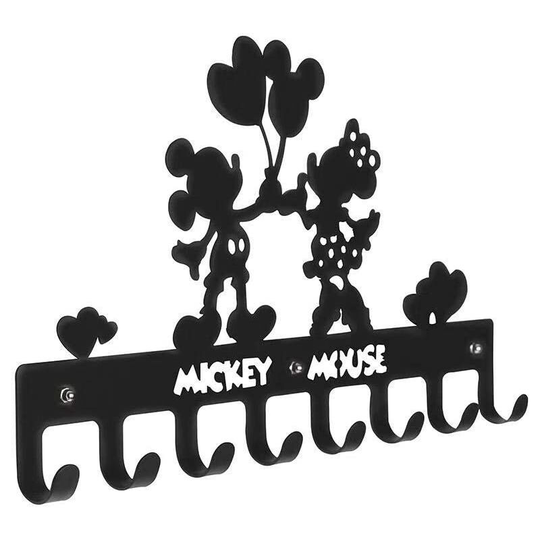 Rack with 8 hooks | Wall coat rack made of metal | Wall key hook | Wall peg | Keychain organizer for entry area (Mickey Mouse balloon)