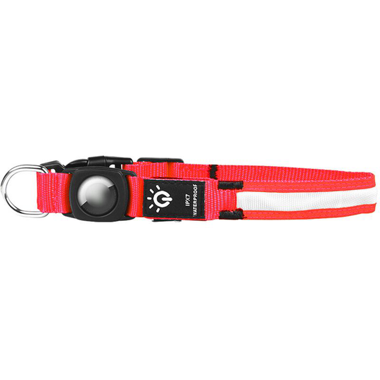 Airtag Dog Collar, Rechargeable Lighted Dog Collar for Small Medium Dogs