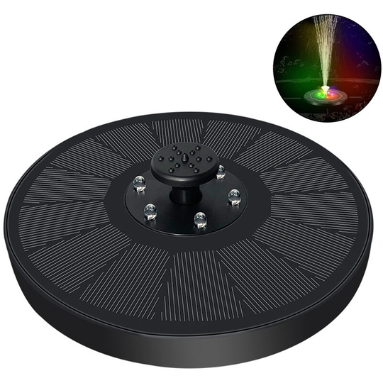 Solar Fountain Pump for Bird Bath, Solar Powered Fountain with LED Light, Built-in Battery Water Fountain for Pool, Fish Tank, and Pond Garden