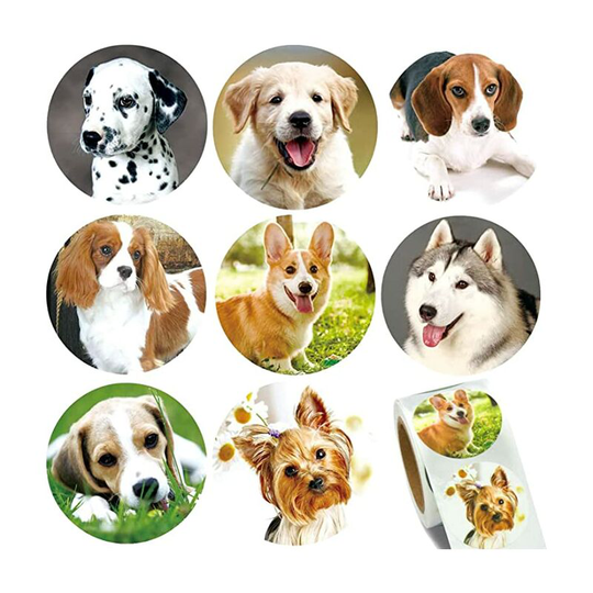 Ilovemilan - 1.5' Dog Stickers for Kids Teachers, 500 Pcs Dog Puppy Stickers for Toddlers Birthday Party, School Reward, Giveaways