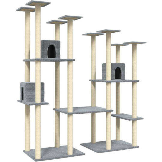 Cat Tree with Sisal Scratching Posts Light Grey 174 cm Vidaxl Grey