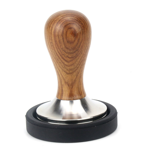 Ilovemilan - Tamper Set 51 mm - Coffee Stamp made of Stainless Steel and real Wood Handle incl. Flat Tamper Base