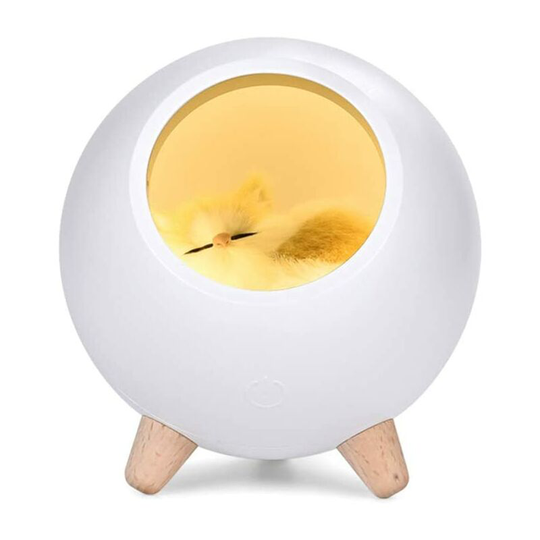 Litzee - Children Night Light Cat Lamp, led Cat Night Light, usb Rechargeable Lighting Cat House, Touch Ambient Light for Decorate Living Room (White)