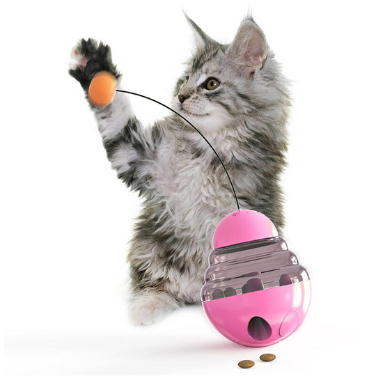 Tumbler Ball, Pet Ball Device, With Antenna, for Pet Interactive Training red - Muff