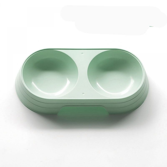 Double Raised Cat Bowl, Tilting Available for Cats and Puppies (Green)