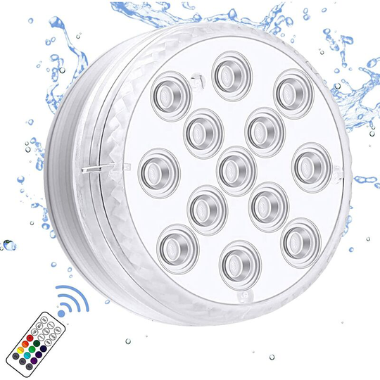 Denuotop - Water Feature Lights Submersible led Lights with Strong Magnet, rf Remote Control, 13 led Underwater Pool Lights IP68 Waterproof, Battery