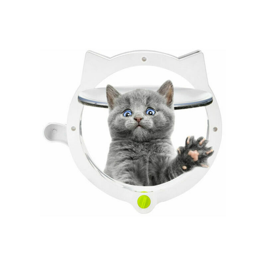 Monly - Cat Flap - Cat Flap with 4-Way Lock - for Interior and Exterior Doors, Wall or Hidden Cat Litter Box - Quick and Easy Installation (Black)