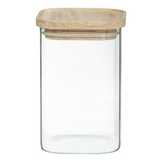 Set of 4 glass and wood storage jars atmosphera stackable airtight lid