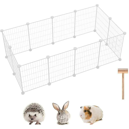 Niceme - 12 Panels Small Animals Pen Playpens Cage for Rabbit, Guinea Pigs, Puppy, Bunny Pet Indoor/Outdoor, diy Metal Wire Storage Cubes Organizer