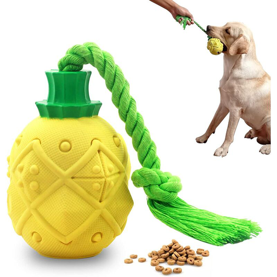 Indestructible Dog Chew Toy Pineapple Natural Rubber Dog Chew Toy for Puppy Indestructible Toy for Small Medium Large Dogs Interactive Game