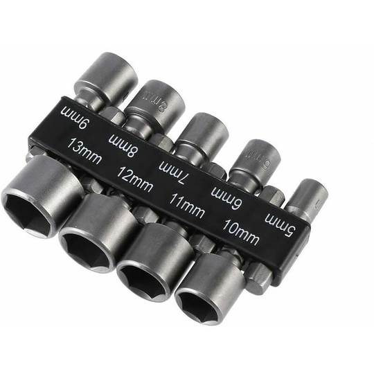 Naxunnn - 9 Pieces 5-13mm Imperial Socket Drill Bit Set with Impact Nut for 1/4 Hex Shank Drill