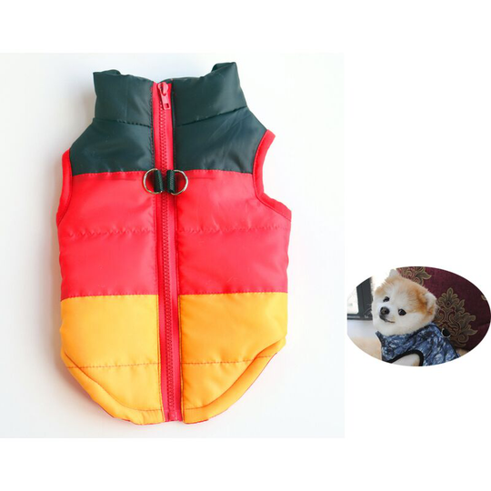 Winter thickened dog clothes dog cotton-padded jacket horse jacket feather cotton jacket pull buckle(XL)A