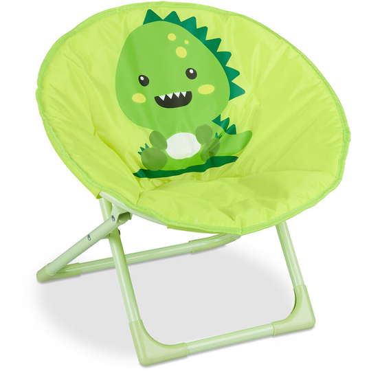 Relaxdays - Moon Chair Kids, Foldable, Indoor, Camping Seat for Boys & Girls, HxWxD 48 x 51 x 48 cm, Monster, Yellow