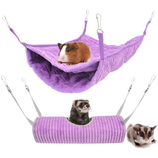 Perle Rare - Small Animal Hammock, Ferret, Hammock and Tunnel Cage for Rat, Hamster, Squirrel, Sugar Tray, Accessories for Guinea Pigs, Ferret,