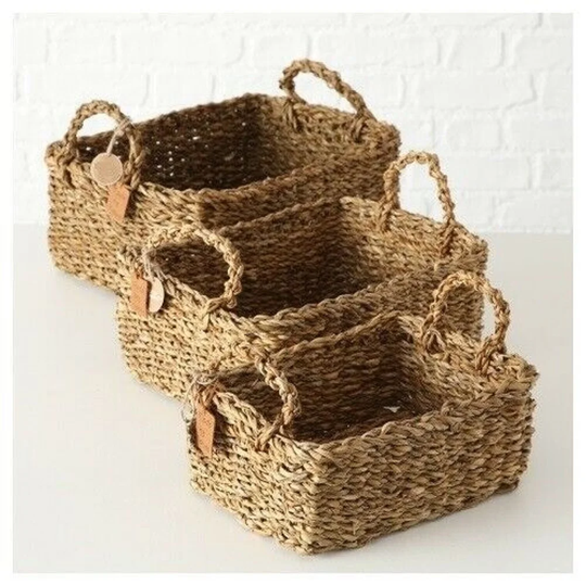 Decorative Seagrass 3 Piece Basket Set