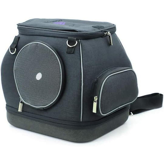 Breathable Cat Basket Pet Backpack Detachable Reflective Design, Foldable, Indeformable, Black with Breathable Window
