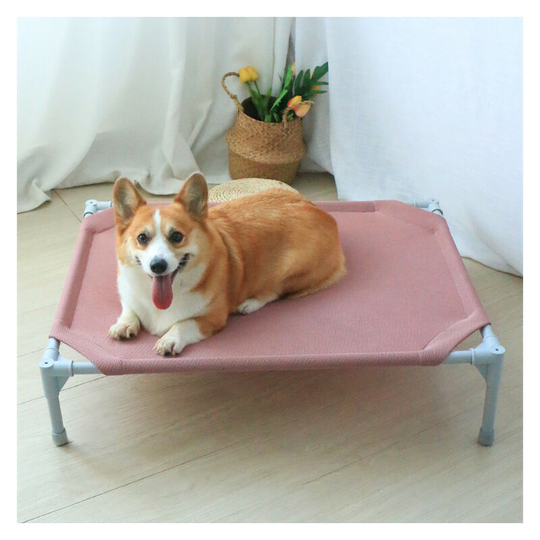 Elevated Bed for Dogs Cats Portable Pet Bed with Oxford Cloth Steel Frame for Indoor Outdoor 58x45x20cm Pink