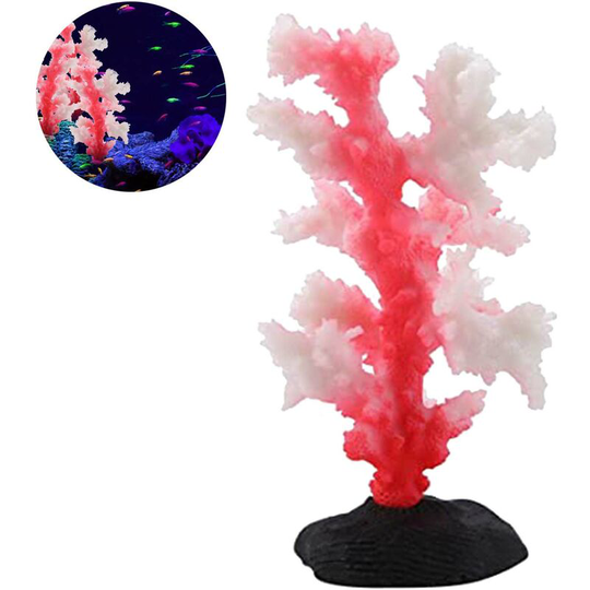 Devenirriche - 1 Pack Glowing Effect Coral,Coral Plant Ornaments, Aquarium Coral Decor for Fish Tank Aquarium Decoration, red