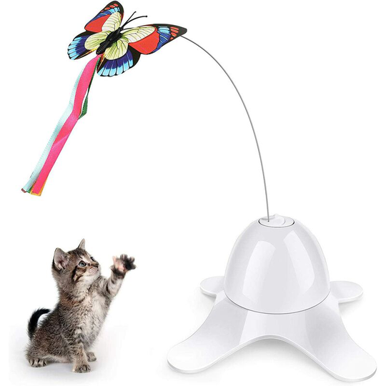 Interactive Cat Toy Indoor Automatic Rotating Butterfly Toy Electric 360° Rotating Butterfly Cat Toy Teaser for Indoor Cats Kitten Playing