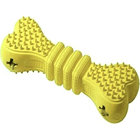 Dog Chew Toys for Aggressive Chewers, 100% Natural Rubber Material Dog Toys for Cleaning Teeth and Food Dispenser, Medium Large Breed (Yellow)