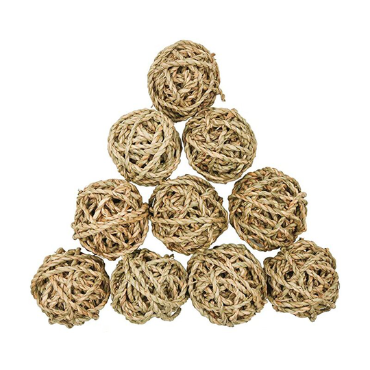 Sun Flowergb - 10 Pcs Small Animals Play Balls Rolling Activity Chew Toys Gnawing Treats for Rabbits Guinea Pigs Chinchilla Bunny Natural Balls, Pet