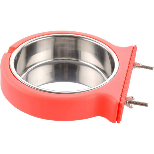 Dog Crate Removable Bowl Stainless Steel Hanging Bowl Pet Cage Small Water Bowl Feeder Food for Dogs Cats Rabbits Birdsgreen Pet Supplies(red)