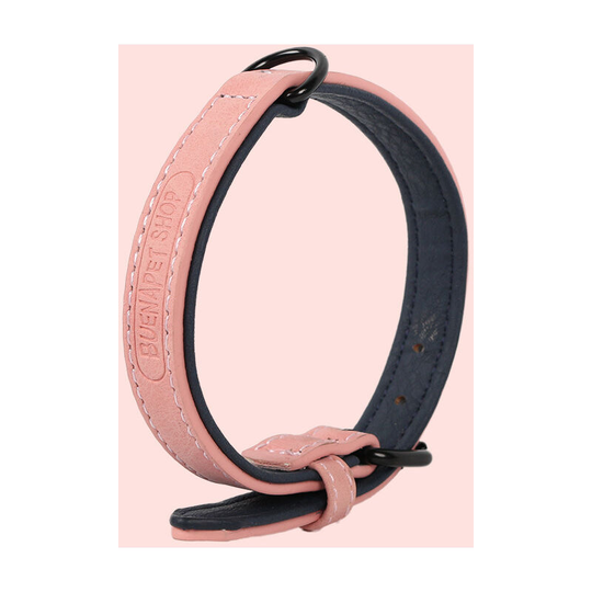 Adjustable Dog Collar Soft Cushion Padded Leather with Hole Punch, pink(XL)44-53cm