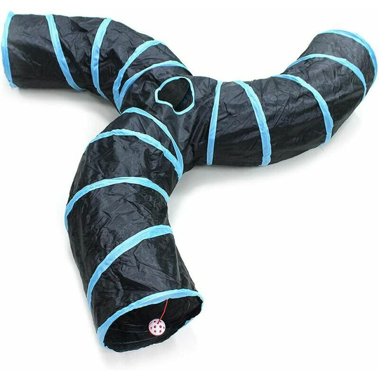 Cat Road Tunnel 3 Way Tunnel Tubes Collapsible Interactive Maze Toy for Small Animals Small Rabbits Kitten Puppy Ferret Guinea Pig (3 Way)
