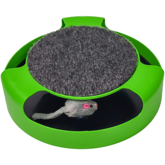 Pasking Interactive Cat Toy, Catch The Mouse Cat Toy with a Running Mouse and a Scratching Pad, Cat Scratcher Catnip Toy, Quality Kitten Toys, Green