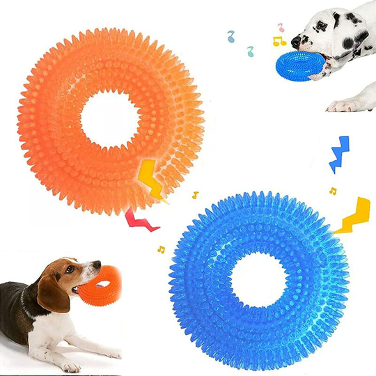 Dog Squeaker Chew Toy, Floating Pool Toy, Puppy Throwing Toy for Small Dogs to Chew and Clean Teeth (Orange Blue )