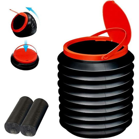Auto Car Trash Can, 4L Universal Portable Foldable Car Trash Can, 2 Rolls Of Trash Bags-Suitable For Camping, Outdoor Travel And Festival Activities,