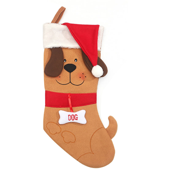 Christmas Decoration Supplies Creative Cute Cartoon Puppy Christmas Stockings Khaki Dog Christmas Puppy Socks