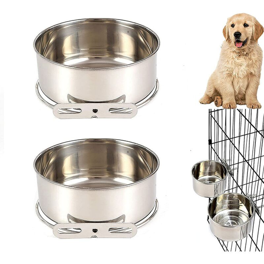 2 Pack Hanging Dog Feading Bowls Dog Crate Bowl Food Grade Stainless Steel Water Food Milk Treats Feeder