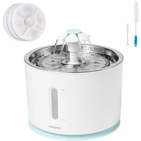 Stainless Steel Top Fountain and Yellow Flower Fountain Pump, Pet Fountain Pump for Cat and Dog Water Fountains
