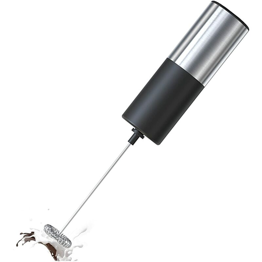 Battery Operated Portable Electric Milk Frother for Coffee, Latte, Cappuccino, Hot Chocolate, Durable Mini Drink Mixer (Silver)