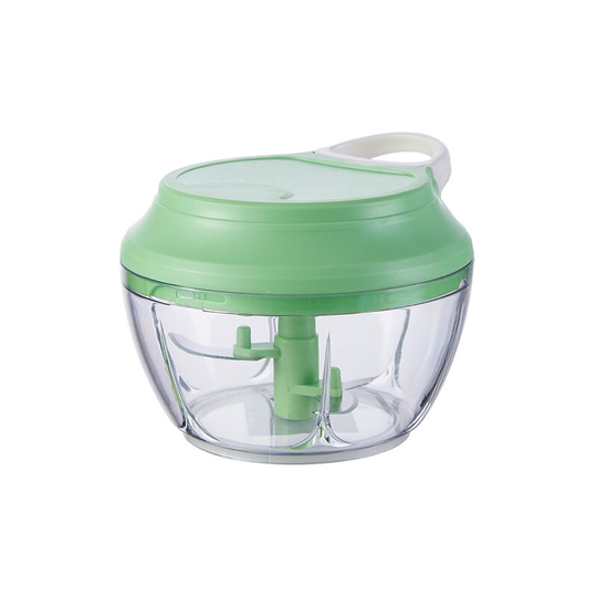 Perle Rare - 500ml Manual Chopper Mini Chopper Manual Onion Cutter String Blender with 3 Stainless Steel Blades for Vegetables Meats Nuts and Salad