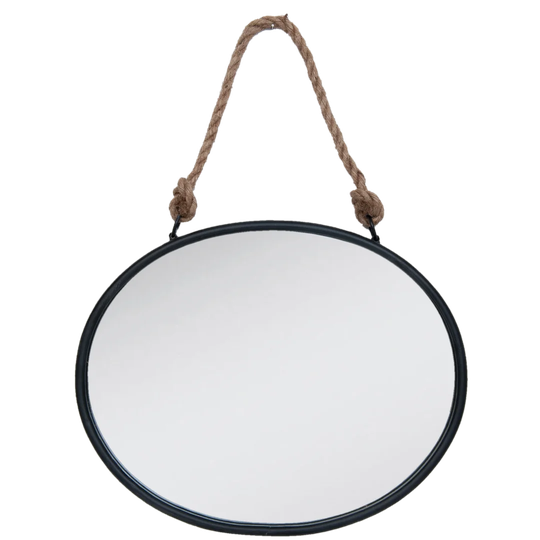 Goodrich Oval Metal Framed Wall Mounted Accent Mirror in Black