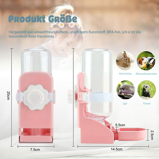 FVO - 500ml Rabbit Water Dispenser Hanging Water Fountain Automatic Dispenser No Leaking Water Feeder for Rabbit Chinchilla Guinea Pig Hedgehog