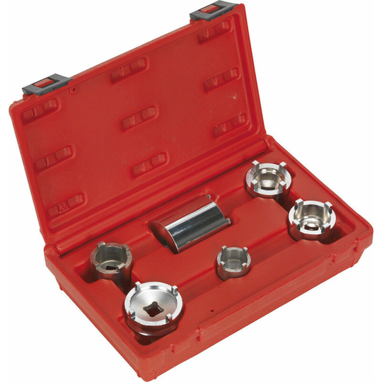 6 PACK Motorcycle Swingarm Locknut Socket Set - Castellated Nuts - 4 Tooth Bits