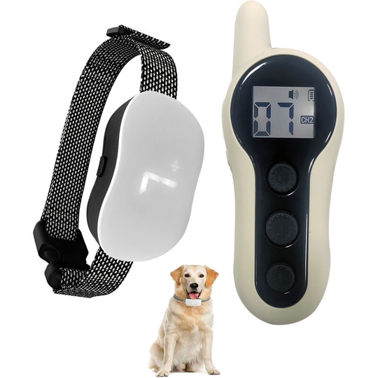 2022 New Remote Control Dog Trainer Pet Bark Stopper Rechargeable Dog Remote Training Electric Shock Collar Remote Control Dog Trainer White